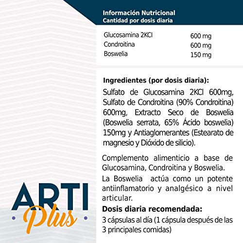 Glucosamina + Condroitina + Boswellia | Potente antiinflamatorio y analgésico | Elimina dolores musculares y articulares eficazmente | Protege y regenera articulaciones y cartílagos | 120 cápsulas