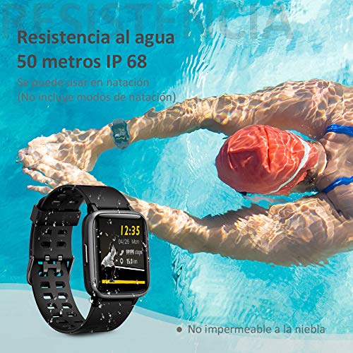 Glymnis Reloj Inteligente Smartwatch Impermeable IP68 Pulsera Actividad con Pulsómetro Monitor de Sueño Pantalla Táctil Completa Reloj Deportivo para Android iOS