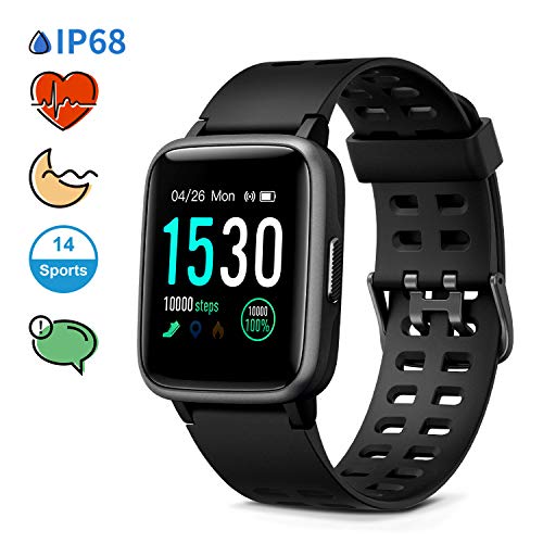 Glymnis Reloj Inteligente Smartwatch Impermeable IP68 Pulsera Actividad con Pulsómetro Monitor de Sueño Pantalla Táctil Completa Reloj Deportivo para Android iOS