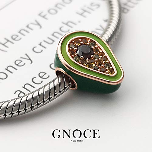 Gnoce - Abalorio de fruta de plata de ley con diseño de aguacate y plátano