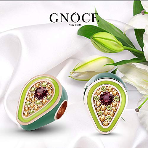 Gnoce - Abalorio de fruta de plata de ley con diseño de aguacate y plátano