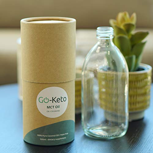 Go-Keto MCT Aceite, 500 ml | Aceite MCT C8 prémium, 100% de aceite de coco sin aceite de palma | Perfecto para la dieta ceto | La crema de café ceto ideal para un Bulletproof Coffee o un batido ceto