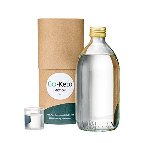 Go-Keto MCT Aceite, 500 ml | Aceite MCT C8 prémium, 100% de aceite de coco sin aceite de palma | Perfecto para la dieta ceto | La crema de café ceto ideal para un Bulletproof Coffee o un batido ceto