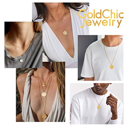 GoldChic Jewelry Libra Balanza Colgante Dorado Collar Ajustable, Acero Inoxidable con baño de Oro, Joya para Hombre y Mujer, Gratis Caja de Regalo