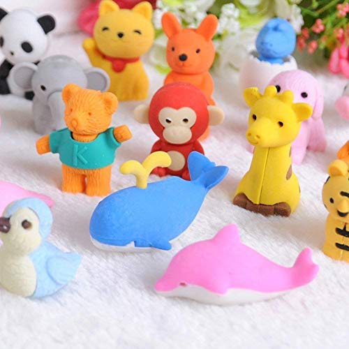 Gomas de Borrar Animal 36PCS Juguete Desmontable Mini Lápiz de Goma Conjunto de Borrador para Niños Regalo fiesta de cumpleaños Navidad oficina Escuela Papeleria Suministros