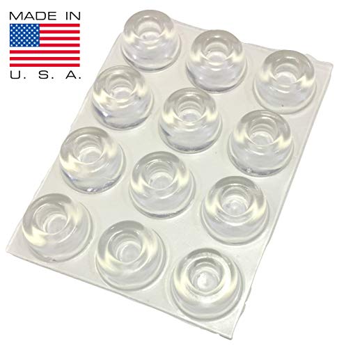 GorillaGrit Topes de perillas de Puertas Transparentes pequeños (Juego de 12) Tapones de Puertas autoadhesivos Protectores de Pared Pies de Goma para parlantes, electrónica, Muebles Claro Medio