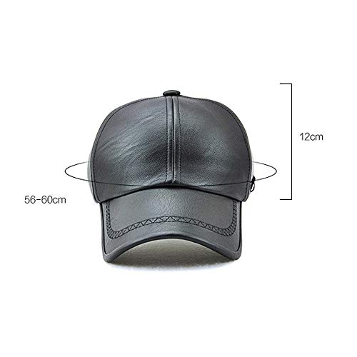 Gorra cálida Sombrero de Cuero de PU Gorra de béisbol Casual al Aire Libre Sombrero de otoño e Invierno para Hombres a Prueba de Viento y cálido