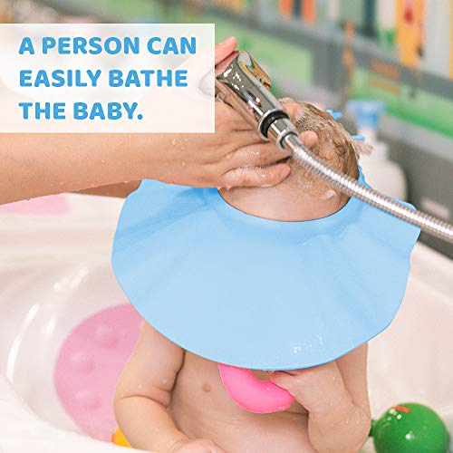 Gorro de Ducha para Bebé, ZoneYan 3pcs Gorro de Baño para Bebés, Visera Baño Bebe, Champú Ajustable para Bebé, Visera Baño Orejeras Bebe, Evite que el Agua Fluya a Ojos y de la Cara(Amarillo Azul)