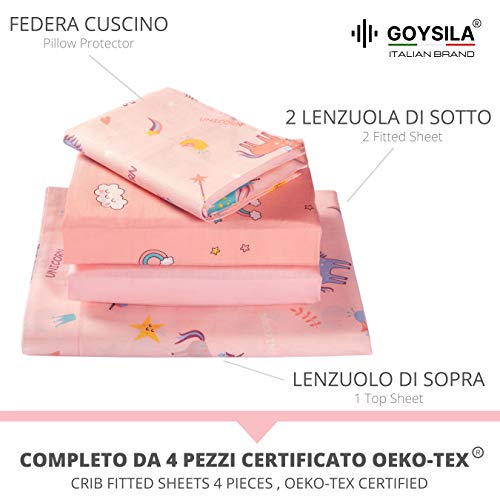 GOYSILA Sabanas Next2Me Chicco 4Piezas 100% Algodon Certificado Oeko-Tex Colchón 50x83cm 2 Sabana Bajera 1 Sabana Encimera 1 Funda de Almohada.Compatible Cuna Next to Me Lullago Kinderkraft Next 2 me