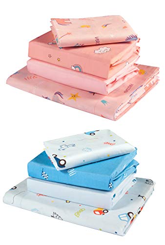 GOYSILA Sabanas Next2Me Chicco 4Piezas 100% Algodon Certificado Oeko-Tex Colchón 50x83cm 2 Sabana Bajera 1 Sabana Encimera 1 Funda de Almohada.Compatible Cuna Next to Me Lullago Kinderkraft Next 2 me