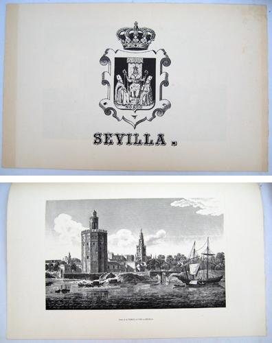 Grabado - Engraving : VISTA DE LA TORRE DEL ORO EN SEVILLA