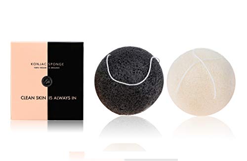 Grace & Stella Co. Esponja limpiadora facial suave de konjac para limpiar las impurezas de mujeres y hombres 2 piezas