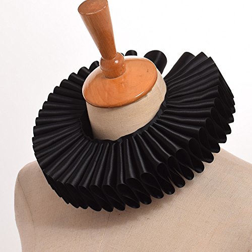GRACEART Renacimiento Isabelino Volante Fruncido Cuello Collar (Negro)