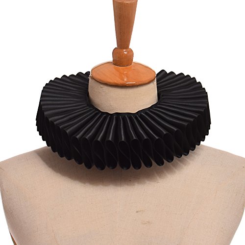 GRACEART Renacimiento Isabelino Volante Fruncido Cuello Collar (Negro)