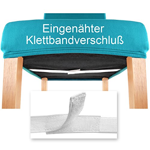 Gräfenstayn 4pcs Fundas para sillas elásticas Charles - respaldos Redondos y angulares - Paquete Benefit - Ajuste bi-elástico con Sello Oeko-Tex Standard 100:"Confianza verificada (Turquesa)
