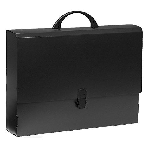 Grafoplás 37180010. Maletín con Asa y Broche de Cierre, Color Negro, 370x270x70mm, Polipropileno Opaco Rígido