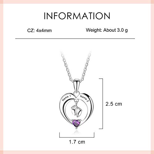 Grand Made Collar con Nombre Personalizado con Piedra Natal para niños con Collar de Piedras Preciosas con Collar con Nombre en Plata de Ley 925 con Collar de corazón para el día de San Valentín