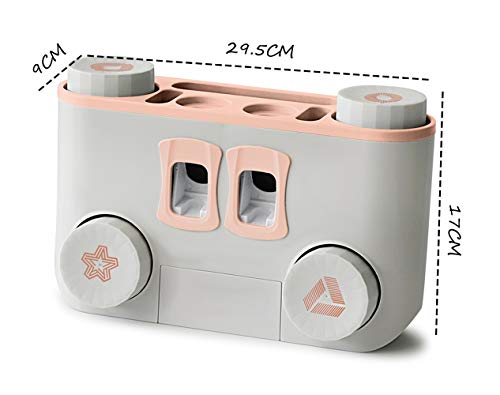 GreenAppoint Sin Paredes Colgantes Taladro Cepillo y la Pasta titulares Montada Adhesivas Cepillos de Dientes Organizador de Lavado de Cajas, Tazas de Miembros de la Familia - Rosa