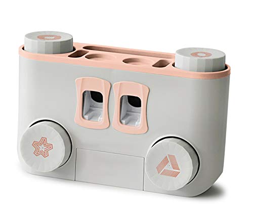 GreenAppoint Sin Paredes Colgantes Taladro Cepillo y la Pasta titulares Montada Adhesivas Cepillos de Dientes Organizador de Lavado de Cajas, Tazas de Miembros de la Familia - Rosa