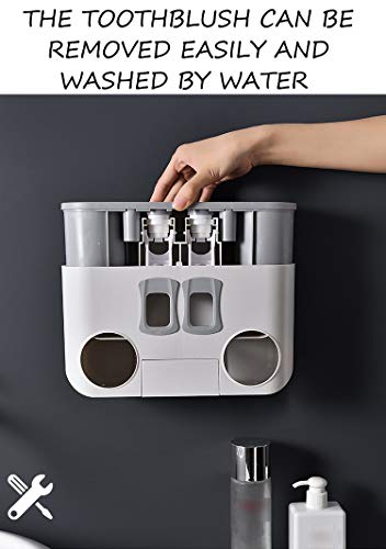GreenAppoint Sin Paredes Colgantes Taladro Cepillo y la Pasta titulares Montada Adhesivas Cepillos de Dientes Organizador de Lavado de Cajas, Tazas de Miembros de la Familia - Rosa