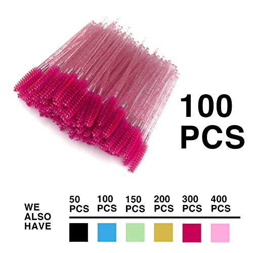 GreenLife® 50 pcs/100 pcs/150 pcs/200 pcs/300 pcs/400 pcs/600 pcs/800 pcs Eyelash Brush Mascara Wands Applicator (crystal 100Pcs, Purple)