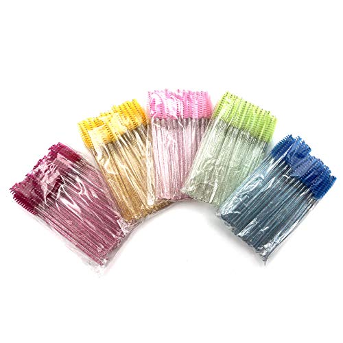 GreenLife® 50 pcs/100 pcs/150 pcs/200 pcs/300 pcs/400 pcs/600 pcs/800 pcs Eyelash Brush Mascara Wands Applicator (crystal 100Pcs, Purple)