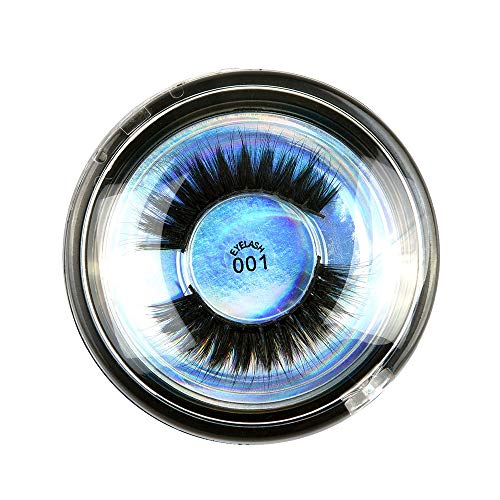 Greetuny 1par Pestañas postizas naturales largas 3D Grueso Pestañas mujer Ojos grandes Maquillaje profesional,Caja independiente (001)