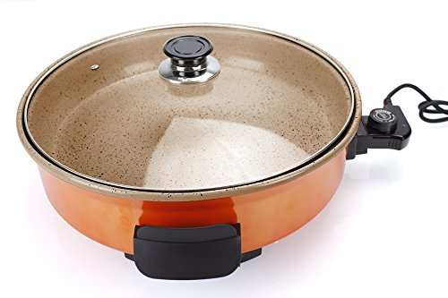 Grill ELECTRICO DE 40 CM con Recubrimiento DE Natural Stone,Resistente A LA Abrasion,Y con Tapa DE Vidrio Templado Y Salida DE Vapor