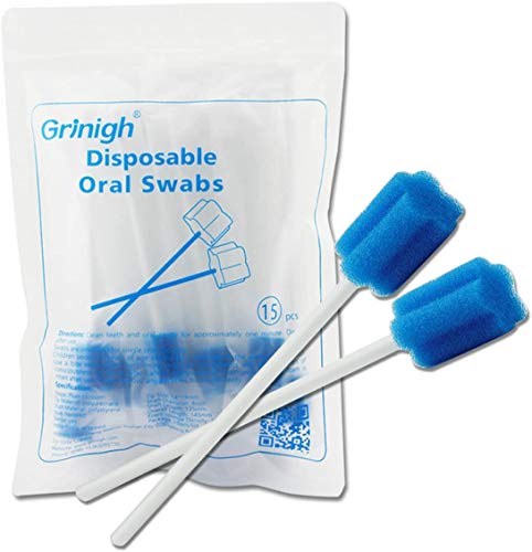 Grinigh 90pcs Hisopos Dental Esponjas dentales Desechable Oral Cuidado Esponjas Hisopos Espuma Diente Limpieza, Palo de esponja-Azul