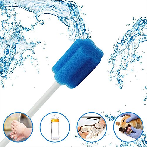 Grinigh 90pcs Hisopos Dental Esponjas dentales Desechable Oral Cuidado Esponjas Hisopos Espuma Diente Limpieza, Palo de esponja-Azul