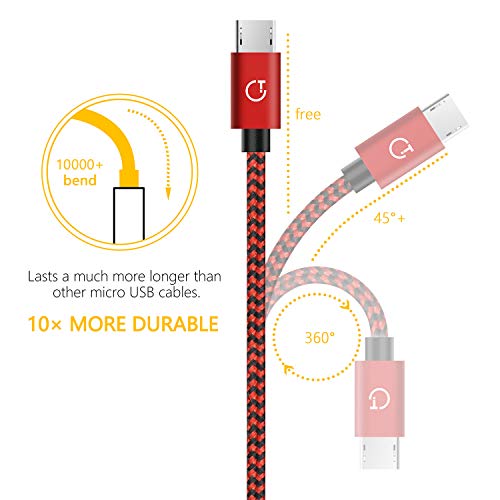 Gritin Cable Micro USB, 3-Pack [1M, 1.5M, 2M] 2.4A Micro USB Cable - Cable de sincronización Micro USB Trenzado de Nylon para Galaxy, Nexus, Kindle, HTC, LG, Sony, PS4 y más (Verde,Rojo,Azul)