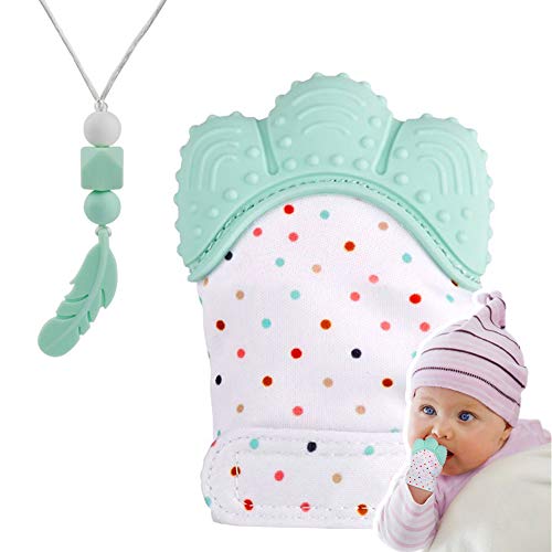 Guante mordedor bebé,bebe dentición Manoplas,Collar Lactancia,collar Hermosa Moda,Silicona flexible, SIN BPA. aliviar el dolor de encías, Masajear encías y proteger las manos. (Verde menta)