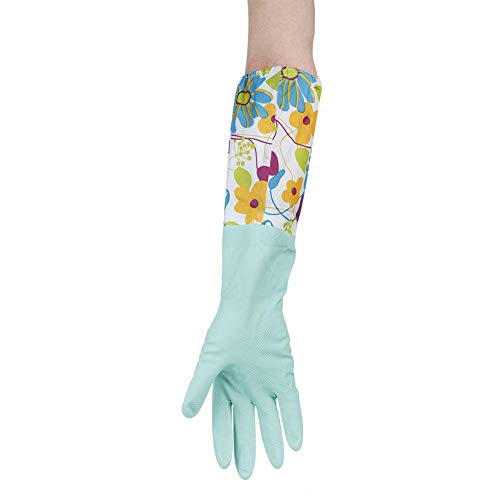 Guantes de goma de brazo largo para limpieza de estanques y canalones, impermeables, con forro de látex