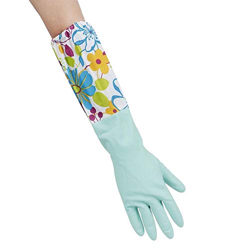 Guantes de goma de brazo largo para limpieza de estanques y canalones, impermeables, con forro de látex