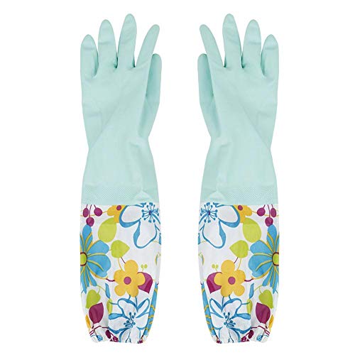 Guantes de goma de brazo largo para limpieza de estanques y canalones, impermeables, con forro de látex