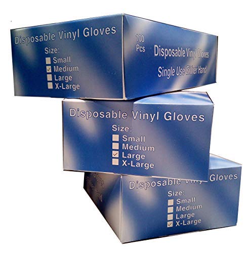 Guantes de vinilo de calidad médica, transparentes desechables y sin polvo - caja de 100 unidades (M)