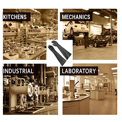 Guantes químicos de látex PPE de Goma Resistente Seguridad Industrial Trabajo Guantes Largos de protección Guantes, 22"Guantes para Trabajo Pesado, Resistentes a ácidos Fuertes, 1 par