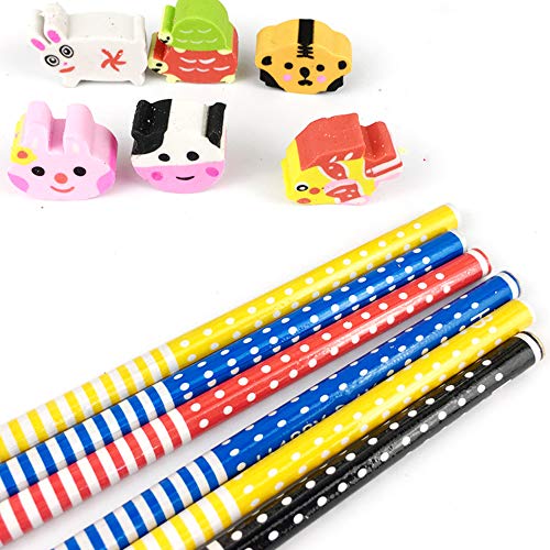 Gudotra 60pcs Lápices Infantiles Lápices de Madera de Dibujos Animados Regalos de Niños para la Fiesta de Cumpleaños Fiesta (Estilo7 60pcs lapices)