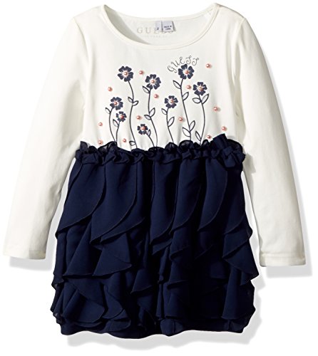 Guess Abito LS Dress Vestido, Beige (White Clay A005 Wcly), 122 (Talla del Fabricante: X/7) para Niñas