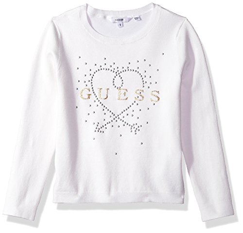 Guess LS RN Sudadera, Blanco (True White A000 A000), Talla del Fabricante:2 para Niñas