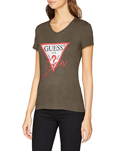 Guess SS Vn Icon tee Camiseta, Multicolor (Dark Military Green/G827), X-Small para Mujer