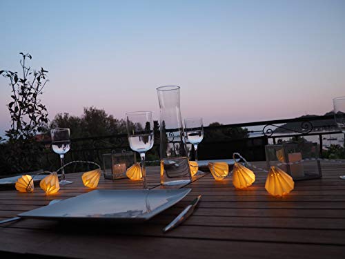 Guirnalda luminosa para interior Nomade I 12 Origamis de papel blanco con forma de diamante LED blanco cálido I 3 m de largo I alimentación USB I decoración dormitorio casa salón – ELUME