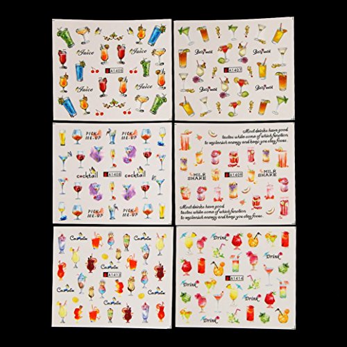 Gusspower 18 pcs Pegatinas de manicura de frutas,Pegatinas de Uñas Pegatinas de Uñas de Moda Lujoso Línea de Manicura Calcomanías Uña Falsa Para Uso Profesional o en el Hogar