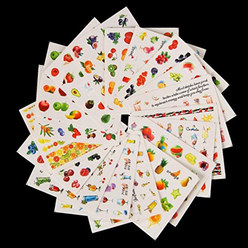 Gusspower 18 pcs Pegatinas de manicura de frutas,Pegatinas de Uñas Pegatinas de Uñas de Moda Lujoso Línea de Manicura Calcomanías Uña Falsa Para Uso Profesional o en el Hogar