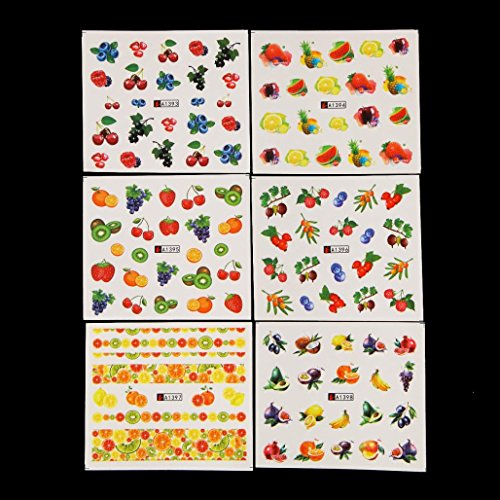 Gusspower 18 pcs Pegatinas de manicura de frutas,Pegatinas de Uñas Pegatinas de Uñas de Moda Lujoso Línea de Manicura Calcomanías Uña Falsa Para Uso Profesional o en el Hogar