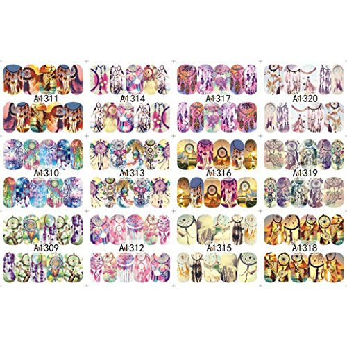 Gusspower 50 Piezas Pegatina de Uñas Delgado DIY de Clavar Tip Pegatinas Conjunto con Uñas de Manicura Etiqueta engomada linda del esmalte de uñas del animal doméstico