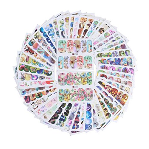 Gusspower 50 Piezas Pegatina de Uñas Delgado DIY de Clavar Tip Pegatinas Conjunto con Uñas de Manicura Etiqueta engomada linda del esmalte de uñas del animal doméstico