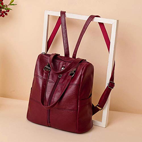 Gusspower Mujeres Mochila 2 Way Piel sintética señoras niñas Mochila Hombro Viajes Escuela Bolsas (Rojo)