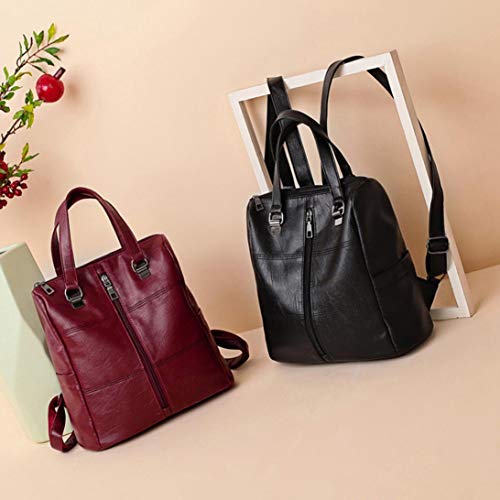 Gusspower Mujeres Mochila 2 Way Piel sintética señoras niñas Mochila Hombro Viajes Escuela Bolsas (Rojo)