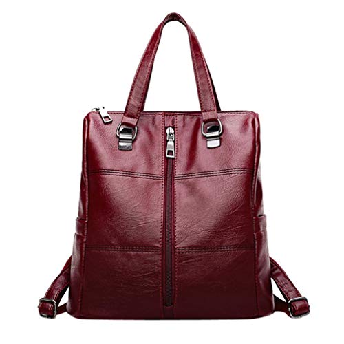 Gusspower Mujeres Mochila 2 Way Piel sintética señoras niñas Mochila Hombro Viajes Escuela Bolsas (Rojo)